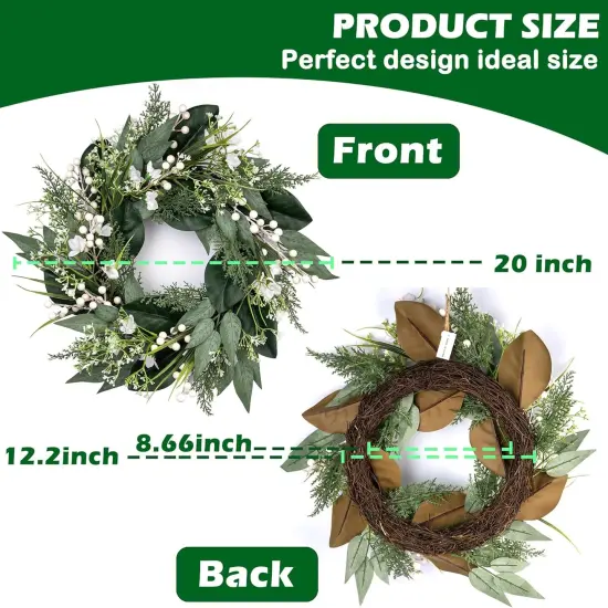 20" Spring Wreath with White Berries & Flowers &ndash; Elegant Greenery for Front Door, Home & Wedding D&eacute;cor {5}