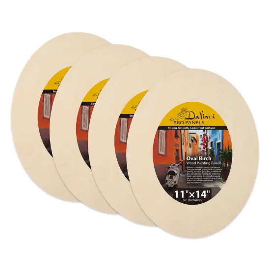 Da Vinci Pro Birch Wood Oval Panel 3/4" Deep&ndash;11x14", Pack of 4 - Textured, Warp Resistant, Lightweight & Rigid Oblong Panel &ndash; Perfect for Mounting Sanded Pastel or Watercolor Paper, Linen or Canvas {1}