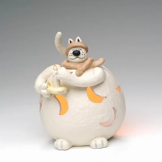Clay Fat Cat Tealight Candle Holder, Home D&eacute;cor, Gift for Her, Gift for Mom, Kitchen D&eacute;cor, Cat Lovers Gift, Pet Loss Gift {3}
