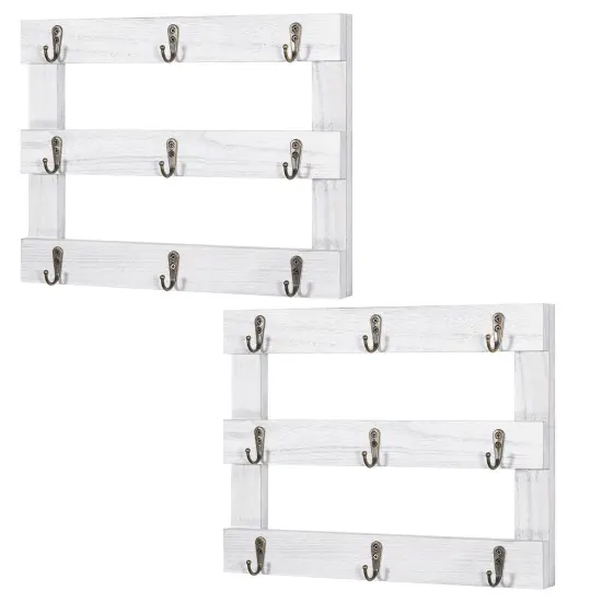2pcs Three-Tier Wall-Mounted Cup Holder Ornament Organizer White {2}