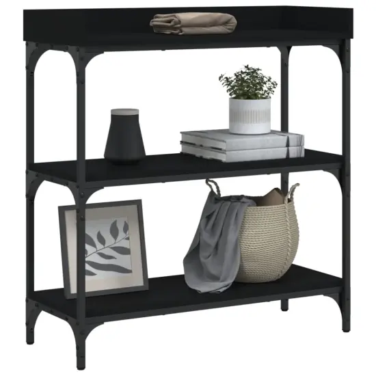 vidaXL Console Table with Shelves Black 29.5"x11.8"x31.5" {3}