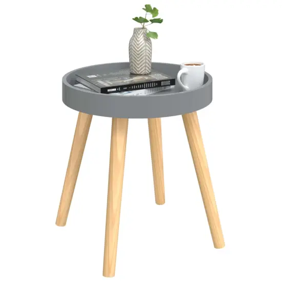 vidaXL Side Table Gray 15"x15"x15.7" Engineered Wood&Solid Wood Pine {3}
