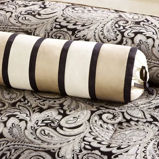 King 12 Piece Cotton Polyester Comforter Set Black Gold {2}