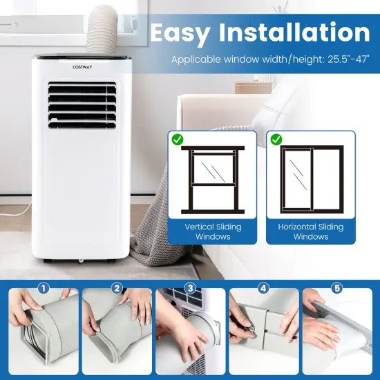 Costway 6000 BTU (9000 BTU ASHAR) Portable Air Conditioner 3-in-1 AC Unit with Cool Dehum Fan Sleep Mode {6}