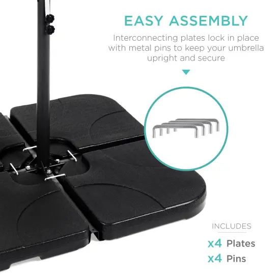 Best Choice Products 4-Piece Cantilever Offset Patio Umbrella Stand Square Base Plate Set w/ Easy-Fill Spouts Black {4}