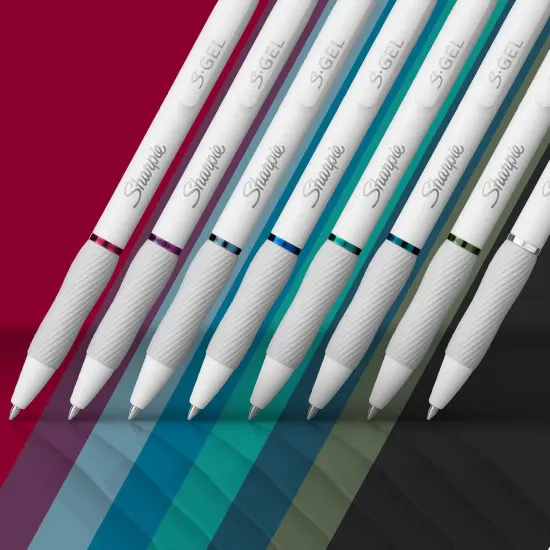 Fashion Barrel Gel Pens, Pearl White Body, Medium (0.7mm) Point, Bold Ink Colors, 8 Count {4}