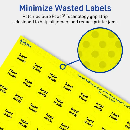 Avery Neon Yellow Paper Labels, 0.75" Diameter Round {4}
