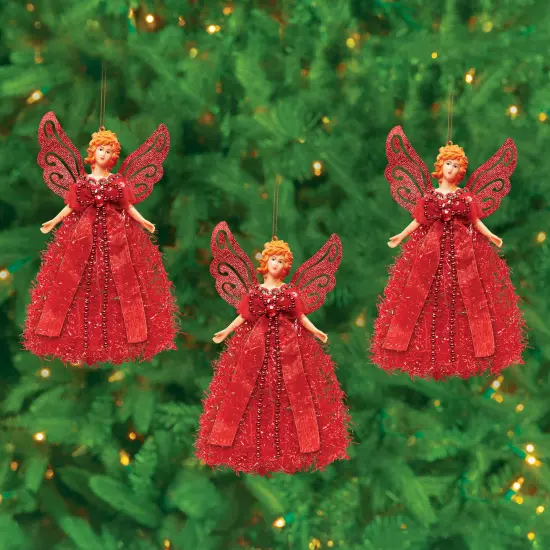 Collections Etc Festive Colorful Angel Christmas Ornaments - Set of 3 {1}