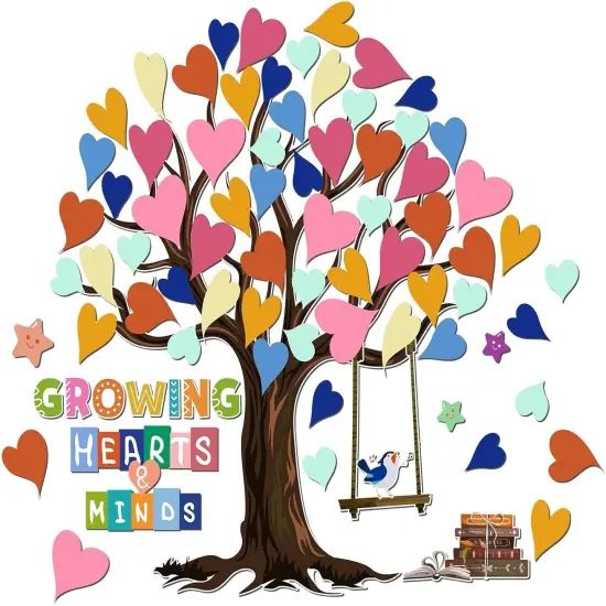91Pcs Classroom Heart Tree Bulletin Board Decorations Set {1}