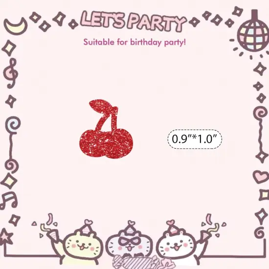 100pcs Cherry Confetti, Red Glitter Cherry Fruit Confetti {2}