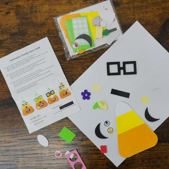 4E's Novelty Halloween Crafts for Kids 12 Pack &ndash; Goofy Candy Corn Magnet Foam Craft Kit, Bulk DIY Fall Arts & Crafts for Toddlers, Classroom Halloween Activities, Party Favors, and Refrigerator Magnets {2}