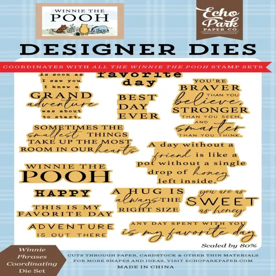 Echo Park Designer Small Die set-Winnie Phrases {1}