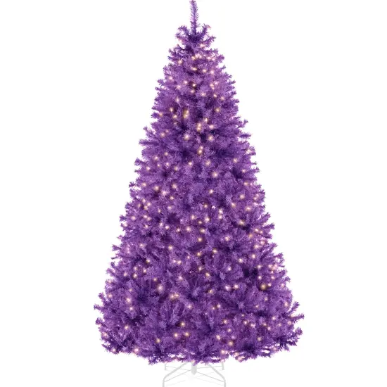 Best Choice Products Pre-Lit Purple Christmas Tree, Artificial Full Holiday Decoration w/ Incandescent Lights {1}