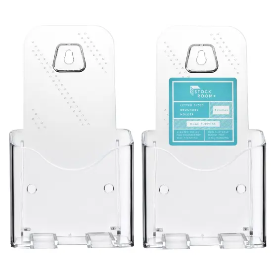 6 Pack Clear Brochure Holder Wall Mount - Pamphlet Display Stand, Mounted Flyer Rack for Menu, Cards, Restaurants, Small Business, Classroom (4x8x3 In) {7}