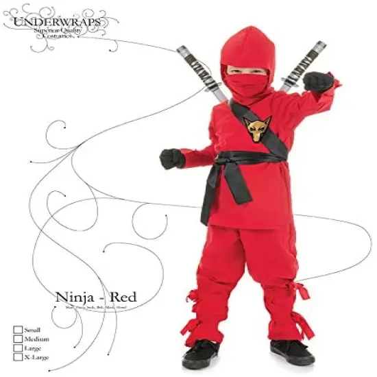 Underwraps Costumes Children's Red Ninja Costume, Large 10-12 Childrens Costume {3}
