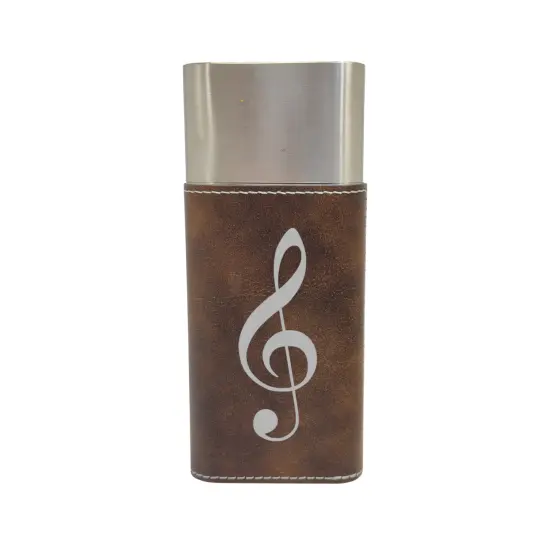 Cigar Case with Cutter - Treble Clef note - Leather Black/Silver {4}