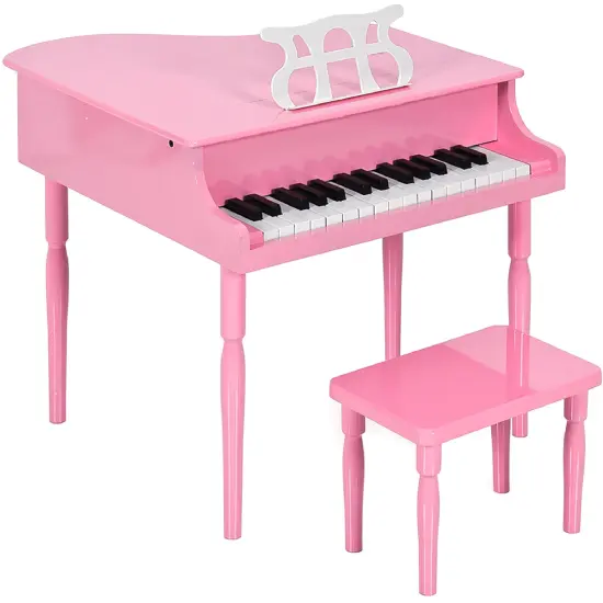 Best Choice Products Kids Classic 30-Key Mini Piano w/ Lid, Bench, Folding Music Rack, Song Book, Stickers Pink {1}