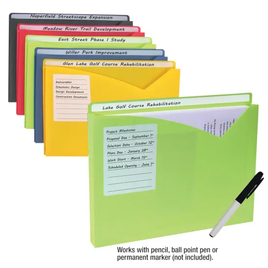 C-Line Write-On Poly File Jackets, Letter Size, Assorted Colors, Pack of 25 {3}