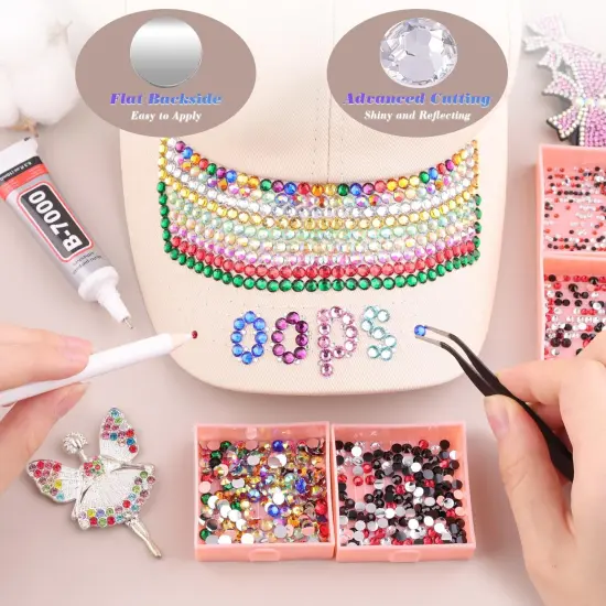 2 Boxes of 4500 PCS Rainbow Flatback Rhinestones with 3PCS B7000 Glue - Multicolor {5}