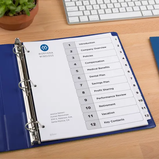 Avery Dividers for 3 Ring Binders, 12 Tabs per Set, Customizable Table of Contents, Classic White Tabs (6 Sets of 11824) {6}