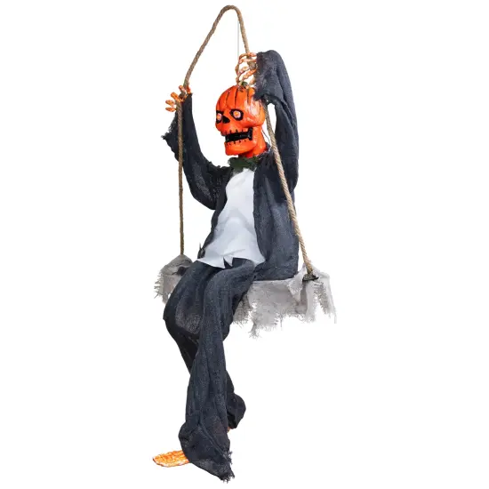 Northlight Animated Swinging Pumpkin Man Halloween Decoration - 30" Gray {5}