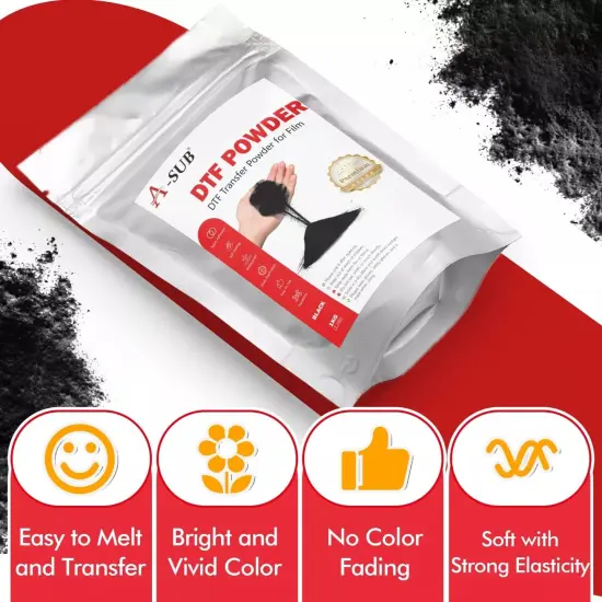 A-SUB DTF Powder Black, 2.2 lb Adhesive Sublimation Powder Dark Hot Melt {2}