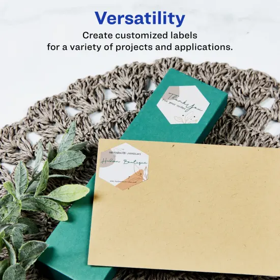 Avery Matte White Hexagon Labels with Sure Feed, 1-1/2" x 1-47/54" {2}