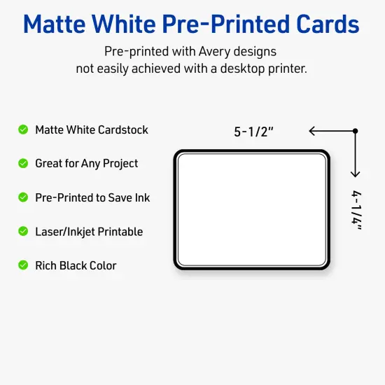 Avery Printable Rectangle Postcards with Rounded Corners, Double Black Border, 4.25" x 5.5", Matte White Rectangle Postcards with Rounded Corners, Laser/Inkjet, 20ct, Great for Postcards {2}