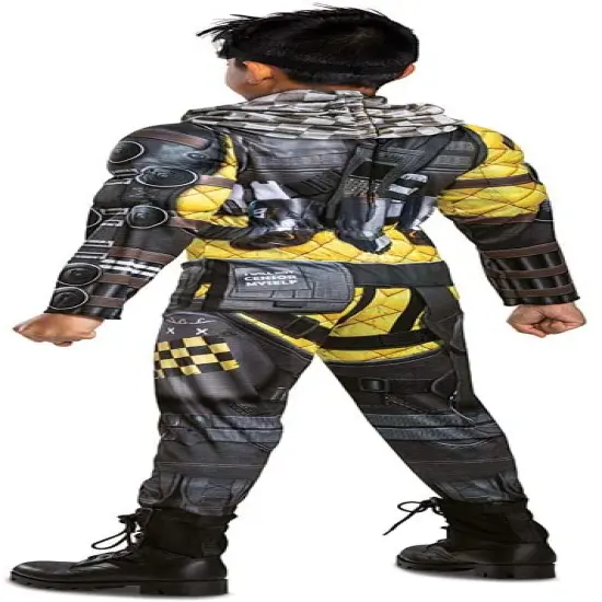 Apex Legends Mirage Costume, Video Game Inspired Muscle Padded Jumpsuit and Mask, Child Size Large (10-12) {2}