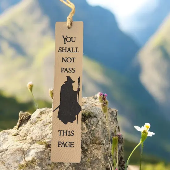 Bookmark - LEATHER - You Shall not Pass this Page RAWHIDE {6}