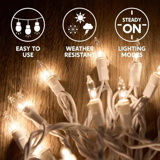 White Christmas String Lights - 100 Count, 21.5FT {4}