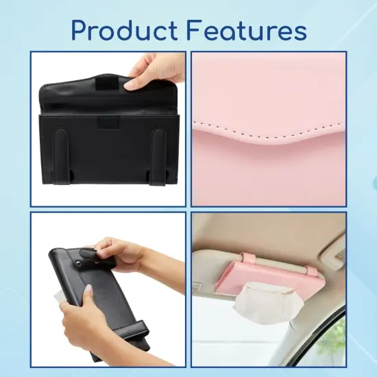 Pastel Pink Sun Visor Tissue Holder, 12 Bags of Refill Tissues, 24 Sheets Each (2 Pack) {4}