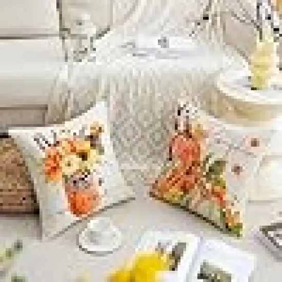 Pumpkin Maple Leaves Sunflower Vase Fall {4}