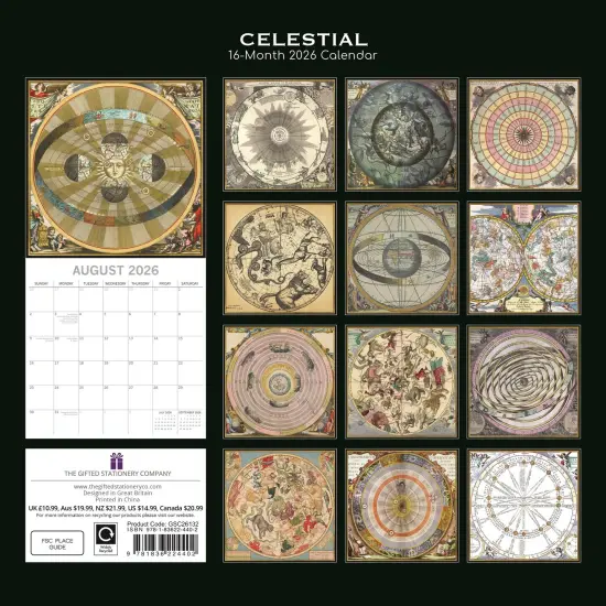 The Gifted Stationary 2026 Square Wall Calendar, Celestial, 16-Month Arts & Antiques Theme Hanging Calendar with 180 Reminder Stickers, Month Planner for Home and Creative Spaces, 12x12 In Multicolor {4}