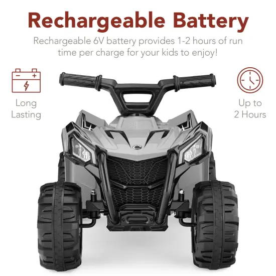 Best Choice Products 6V Kids Ride-On 4-Wheeler Quad ATV Car w/ 1.8mph Max Speed, Treaded Tires Gray {4}
