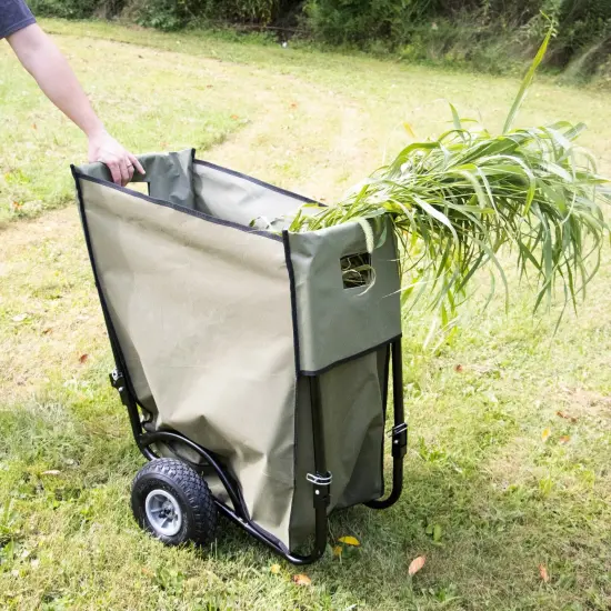 Lehman's Foldable Wheelbarrow Firewood Cart, Sturdy Wheel Barrow for Yard Cleanup Log Transport and Outdoor Tasks, Collapsible For Easy Storage {4}