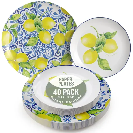 Earthtrends Heavy Duty Paper Plates for parties &ndash; Includes 8-Inch Paper Dessert Plates and 10-Inch Paper Dinner Plates &ndash; Disposable Floral Paper Plates for Parties, Weddings, Events, BBQs, Birthdays, Catering, Holidays &ndash; Elegant Tableware Set Tuscan {1}