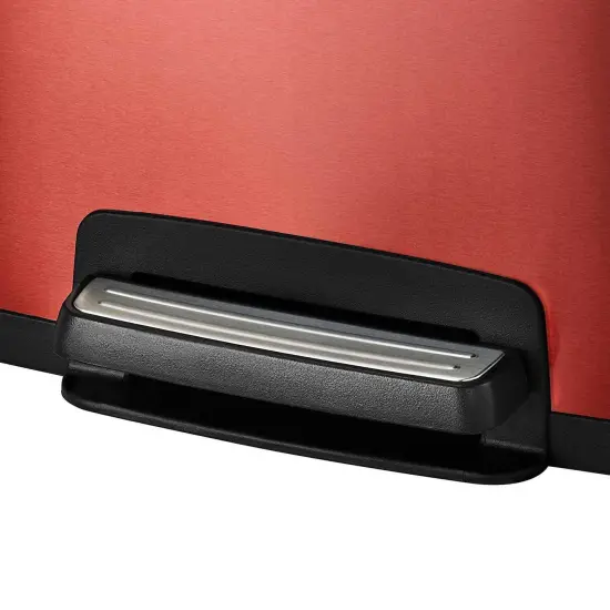 13-Gallon Stainless Steel Trash Can with Step-On Pedal and Soft-Close Lid for Bathroom Red {4}