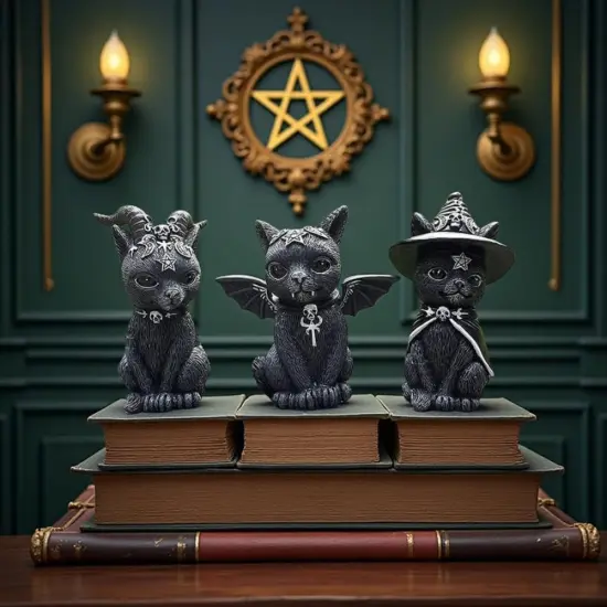 Gothic Black Cat Figurines 3-Set {2}