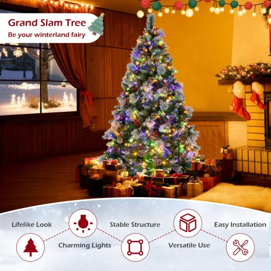 Costway 6 FT Pre-Lit Artificial Christmas Tree Hinged with Pine Needles 350 LED Lights {4}