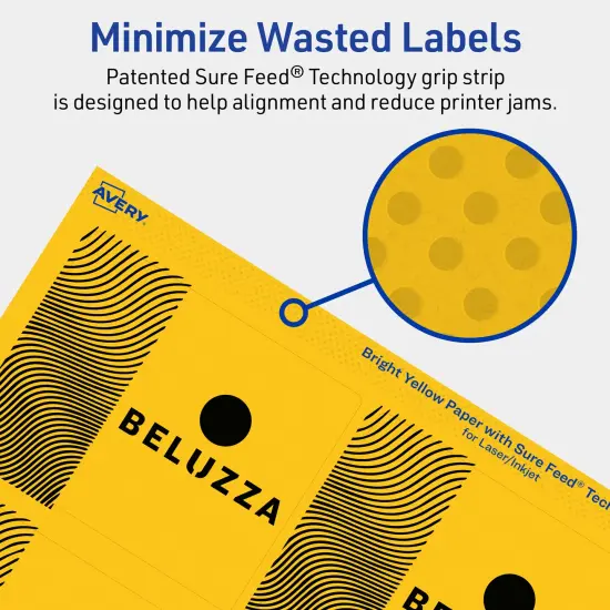 Avery Bright Yellow Paper Labels, 3" x 3.75" Rectangle {4}