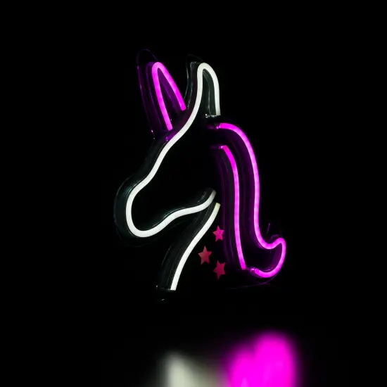 Northlight LED Unicorn Neon Lighted Wall Art - 13" - White and Pink {5}