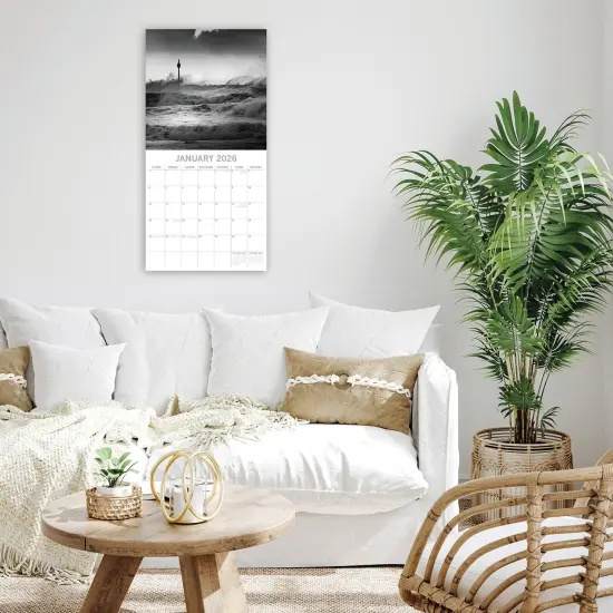 The Gifted Stationary 2026 Square Wall Calendar, Seascapes, 16-Month Black and White Photos Theme Hanging Calendar with 180 Reminder Stickers, Month Planner for Home, or Creative Spaces, 12x12 In Multicolor {2}