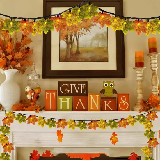 Autumn Maple Leaves Decoration Lights - 35 LED leaf string {2}