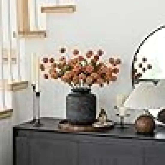 Artificial Flowers Bulk Small Faux Chrysanthemums with Stems Floral- Burnt Orange {5}