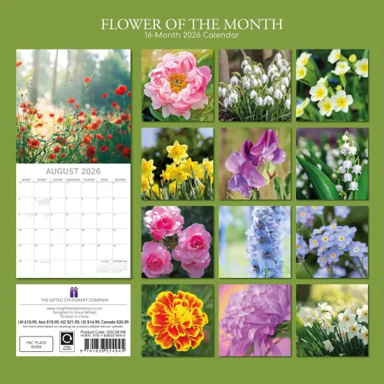 The Gifted Stationary 2026 Square Wall Calendar, Flower of the Month, 16-Month Floral Theme Hanging Calendar with 180 Reminder Stickers, Month Planner for Home, or Creative Spaces, 12x12 In Multicolor {4}