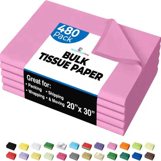 Tissue Paper for Gift Bags -20" X 30" Bulk Tissue Paper Dark Blue 480 Sheets - 10lb Newsprint for Packing, Birthday Gift Box Filler, Packing Supplies for Moving SuppliesPink {1}