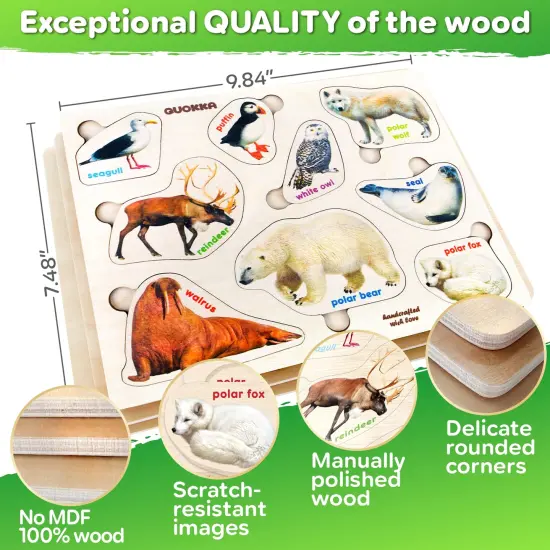 Wooden Real Puzzles for Toddlers | Insects, Arctic Animals {4}