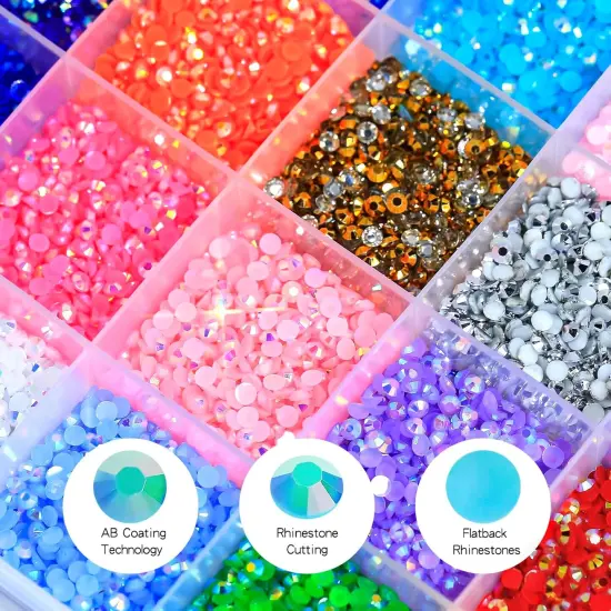 18000Pcs 3mm Flatback Jelly Rhinestones &ndash; Multicolor Gems with 15ml B7000 Glue {3}
