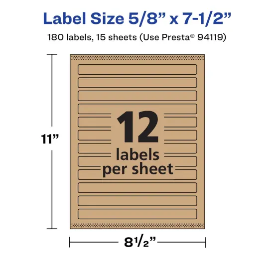 Avery Kraft Brown Rectangle Labels with Sure Feed, 5/8" x 7-1/2" {5}